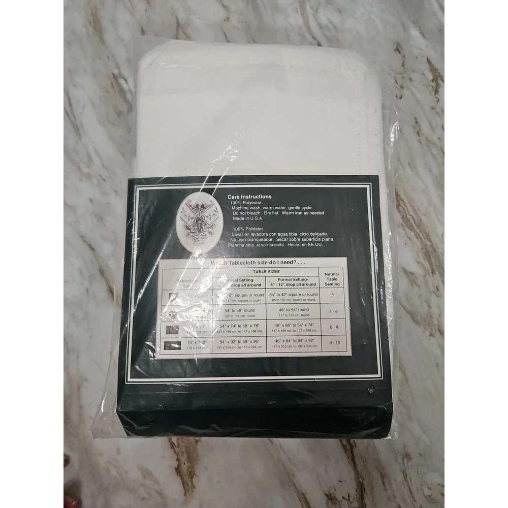 Heritage Lace HL-70108RW 70 x 108 in. White Heirloom‎ Tablecloth Fine Gauge